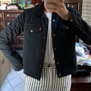 Levi’s Black Denim Sherpa Trucker